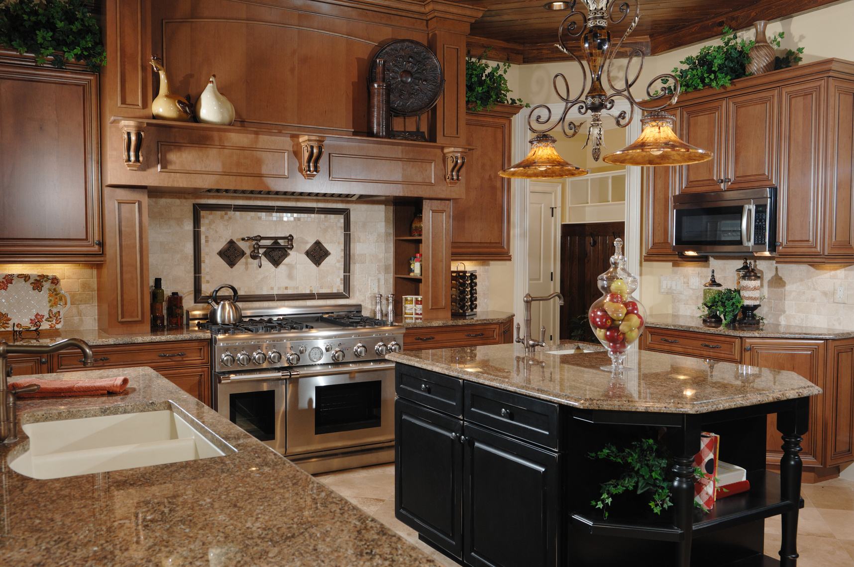 Beautiful luxury kitchen with granite countertops